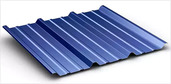 Blue ribbed steel roof sheet used for residential and commercial buildings