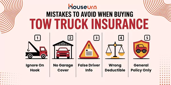 Tow truck insurance infographic highlighting common buying mistakes and coverage risks