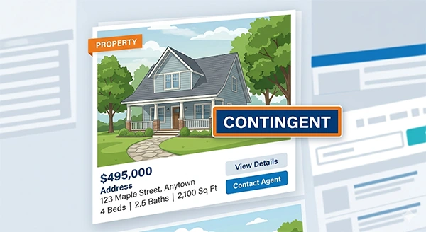 A real estate listing showing “contingent”