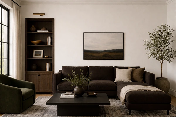 Benjamin Moore White Dove on the walls, complementing the furniture 