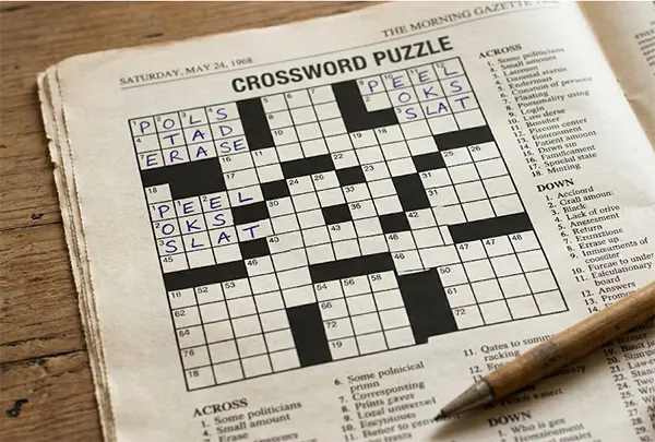 Crossword puzzle with various clues