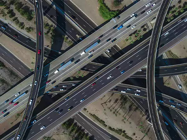 Perfect layering of highways combating the common problem of traffic jams in urban locations