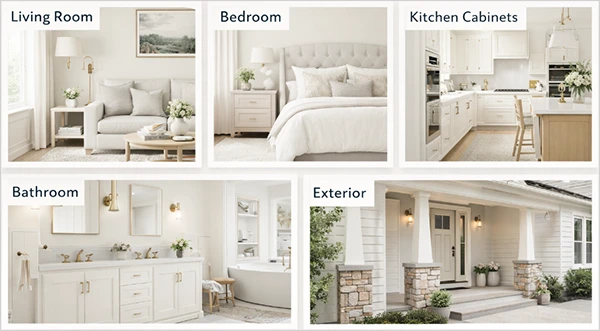 The Benjamin Moore White Dove works everywhere