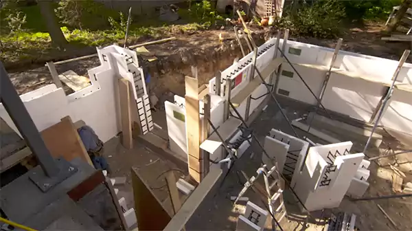 The initial structure of a project using insulated concrete forms