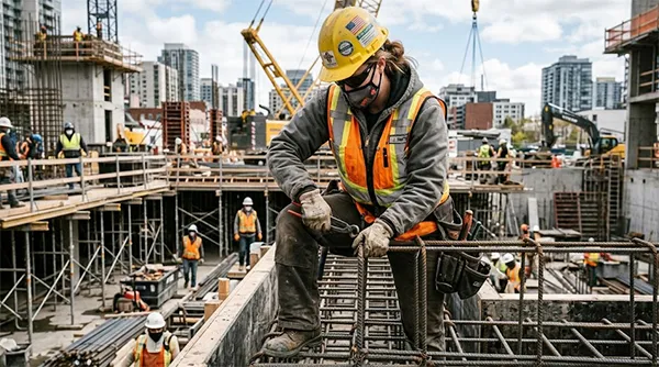 A construction professional working on the structure