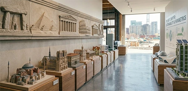 An exhibition representing the different architectural designs across history