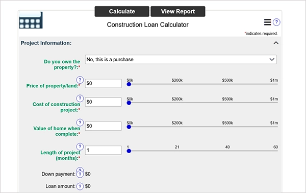 Form to fill out for loan estimates