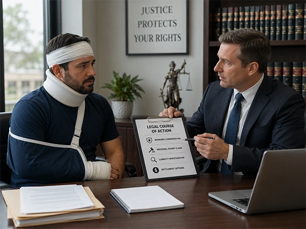 A construction accident attorney discussing the injured’s rights