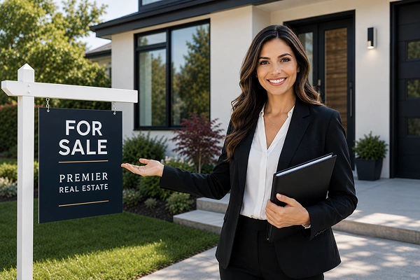 A real estate agent showing a listed property