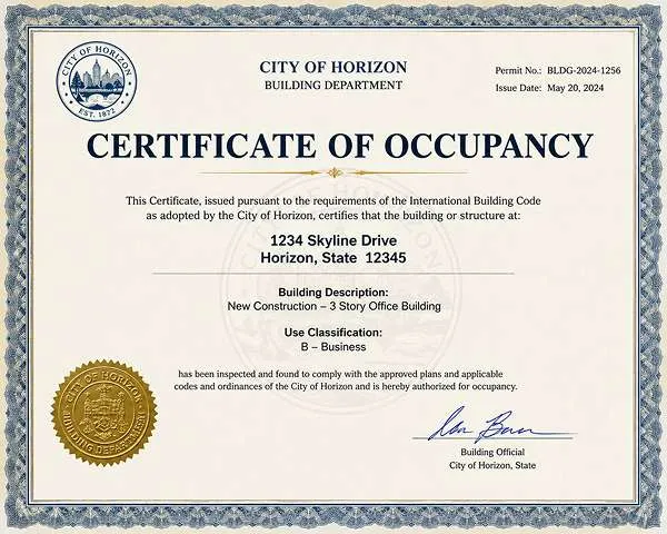 Certificate of occupancy (CO)