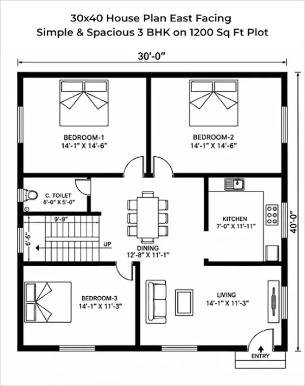 Modern House Design with Two Floors (30×40 / 1200 sq ft)