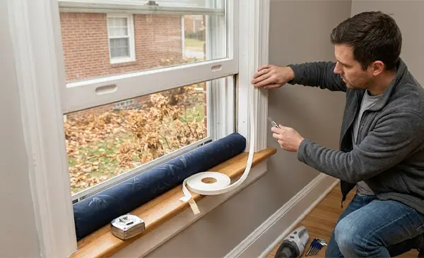 a person improving the air sealing of his home