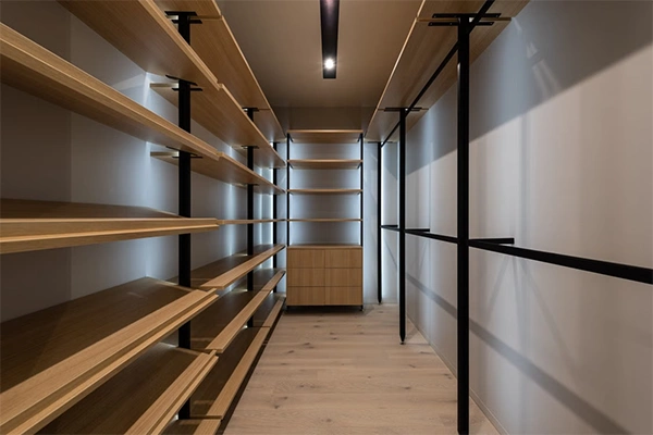 a room with a lot of shelves showing the storage capacity