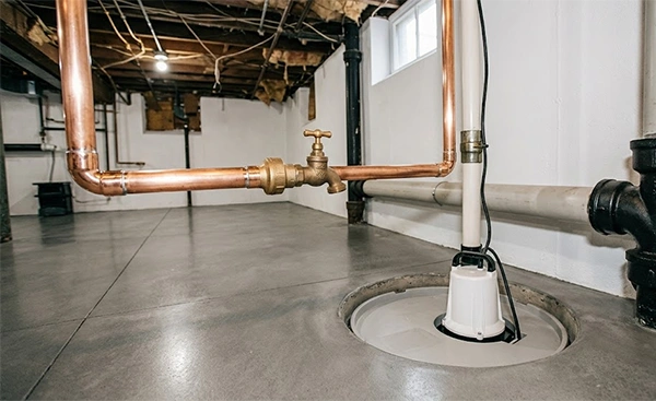 multiple water pipe connections shown in an area