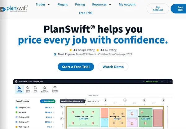 PlanSwift official website interface