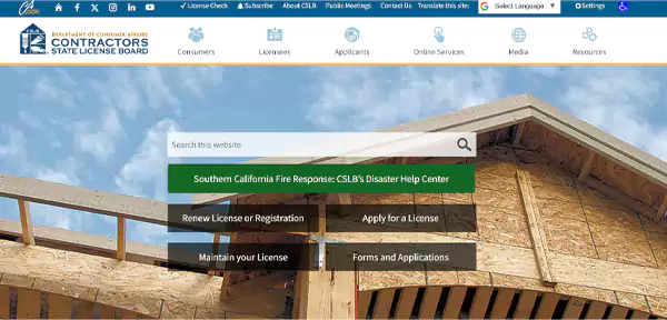 Go to www cslb ca gov
