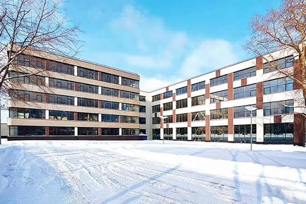 Image of a commercial building in winter.
