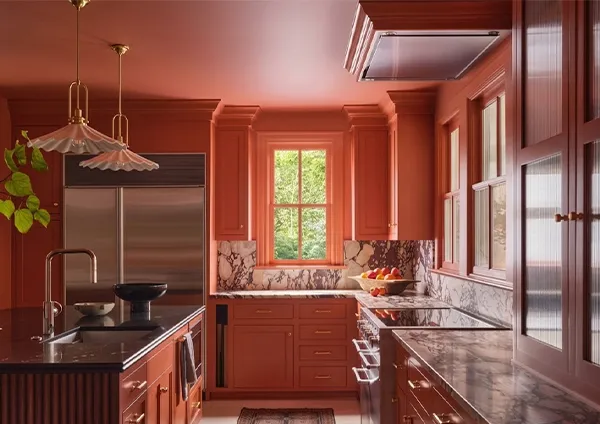 a terracotta paint style farmhouse kitchen