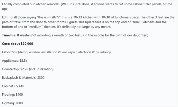 query about small kitchen remodelling